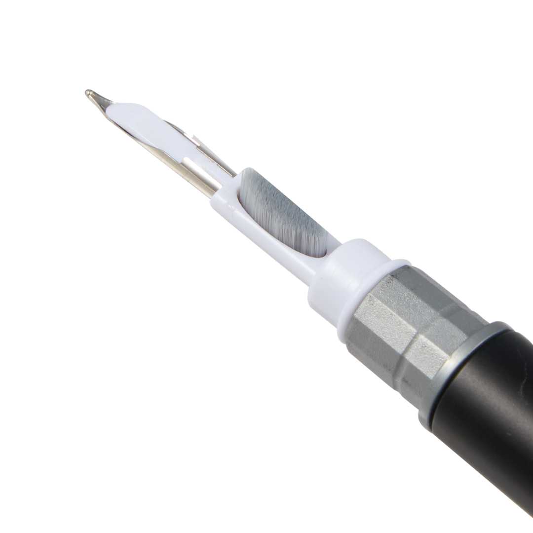 Front View of Black 3-in-1 Tech Cleaning Stylus Gel Pen
