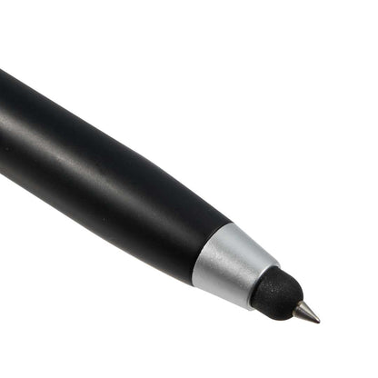 Front View of Black 3-in-1 Tech Cleaning Stylus Gel Pen