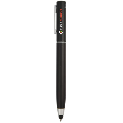 Front View of Black 3-in-1 Tech Cleaning Stylus Gel Pen