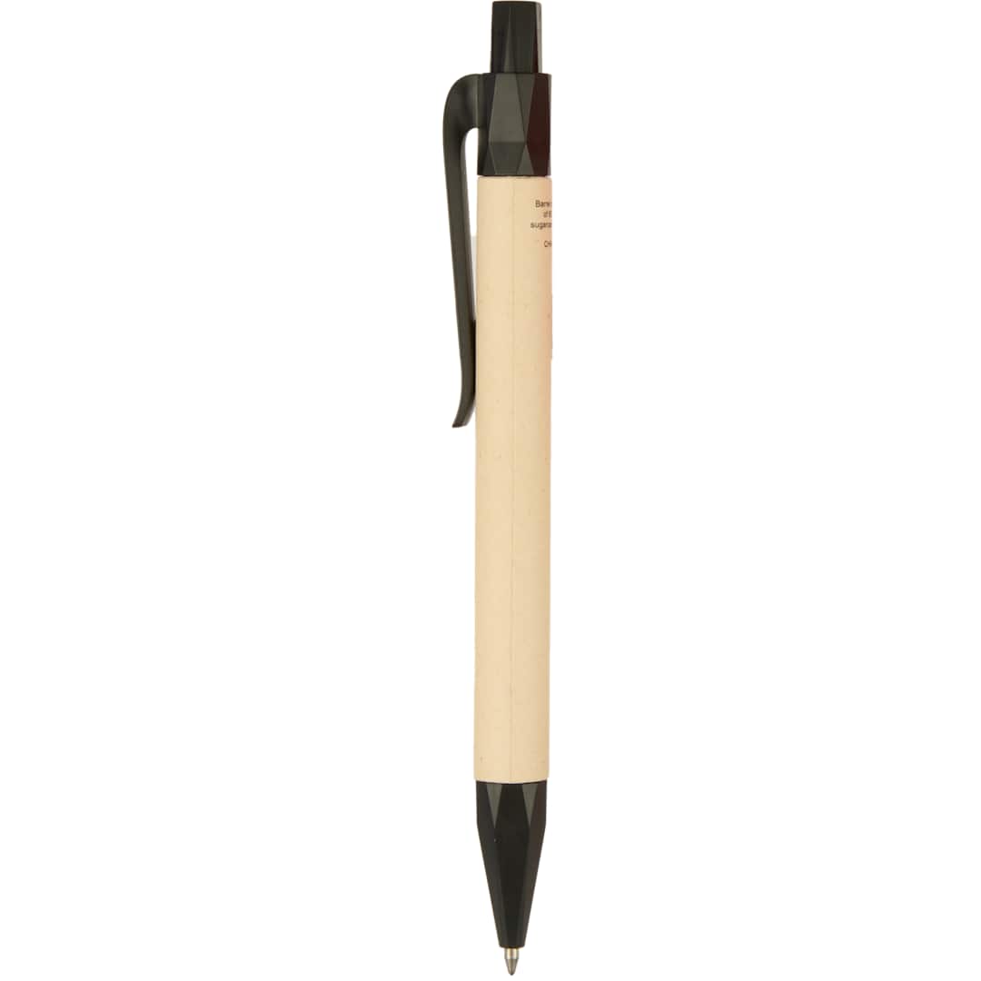 Front View of Black Sugarcane Paper Gel Pen