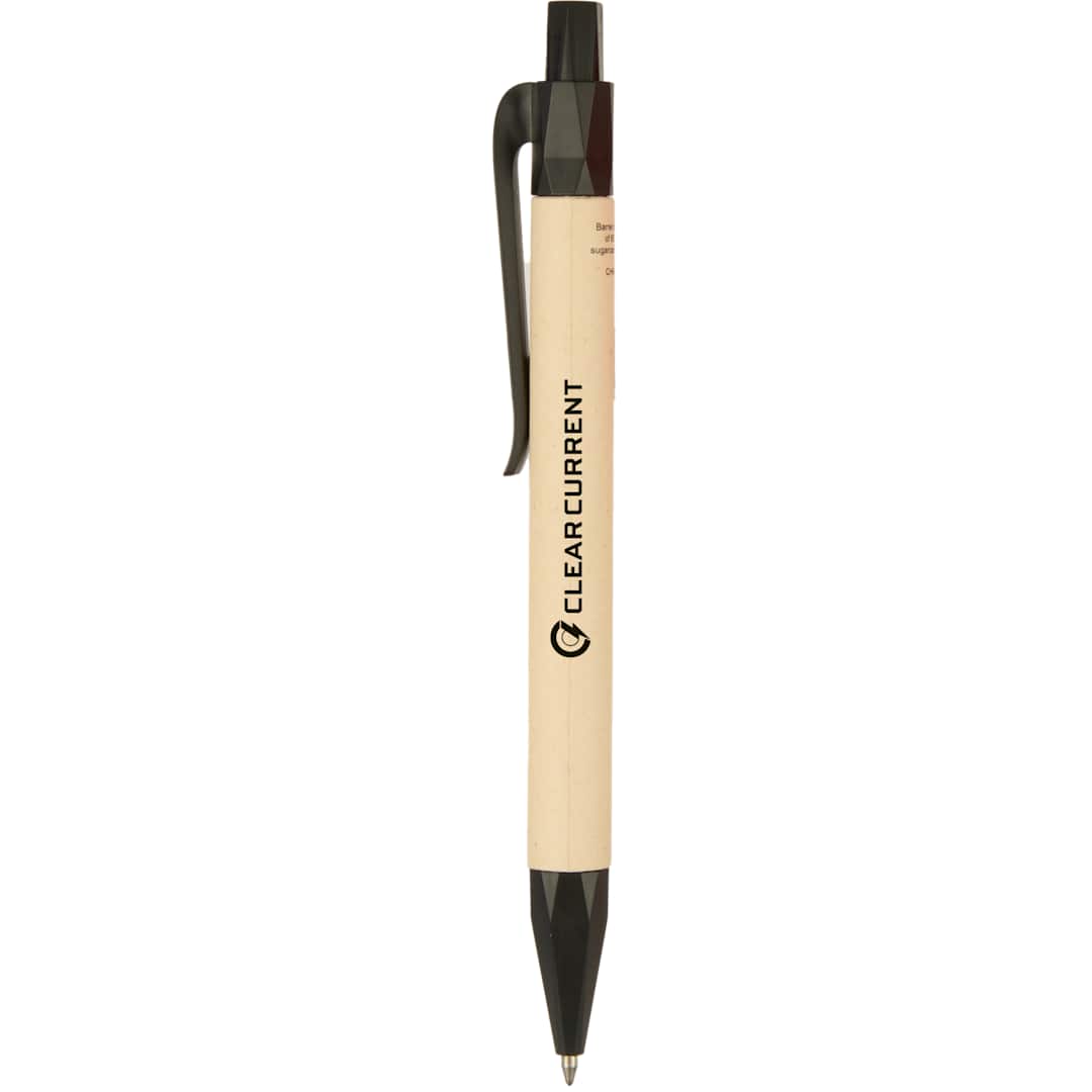 Front View of Black Sugarcane Paper Gel Pen