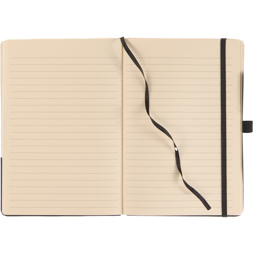 Front View of Black 5.5" x 8.5" Sugarcane Paper Bound Notebook