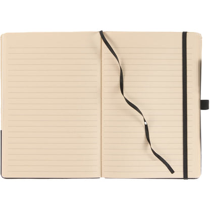 Front View of Black 5.5" x 8.5" Sugarcane Paper Bound Notebook