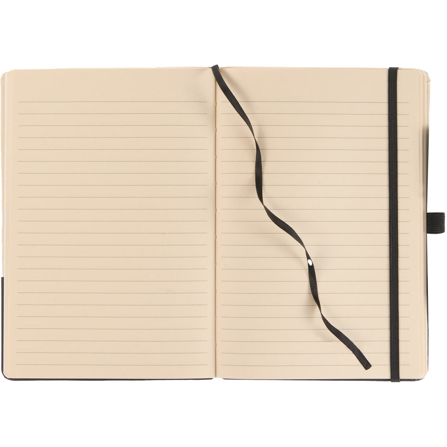 Front View of Black 5.5" x 8.5" Sugarcane Paper Bound Notebook