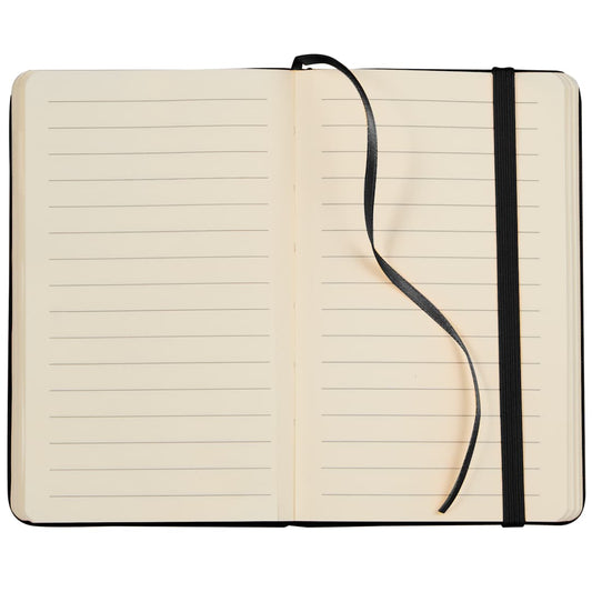 Front View of Black 3.5" x 5.5" Recycled PET Pocket Bound Journal