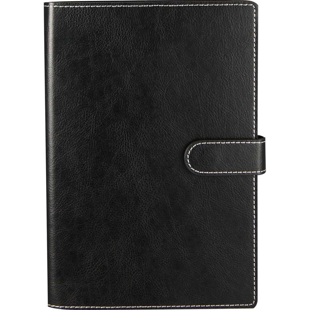 Front View of Black 5.5" x 8.5" Recycled Refillable Journal