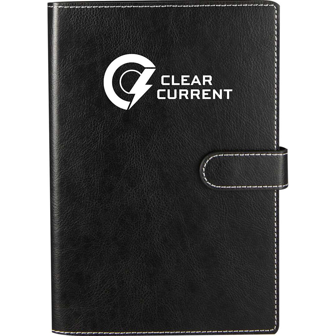 Front View of Black 5.5" x 8.5" Recycled Refillable Journal