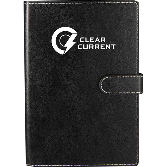 Front View of Black 5.5" x 8.5" Recycled Refillable Journal