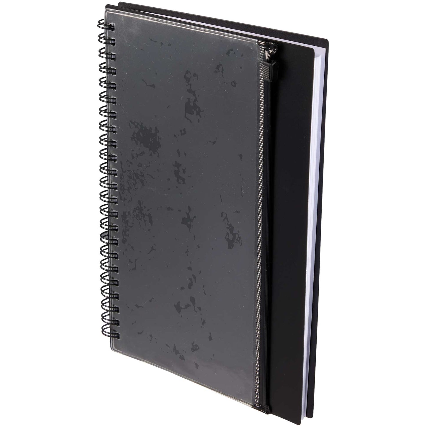 Black 5.5" x 8.5" Spiral Notebook with Clear Pocket