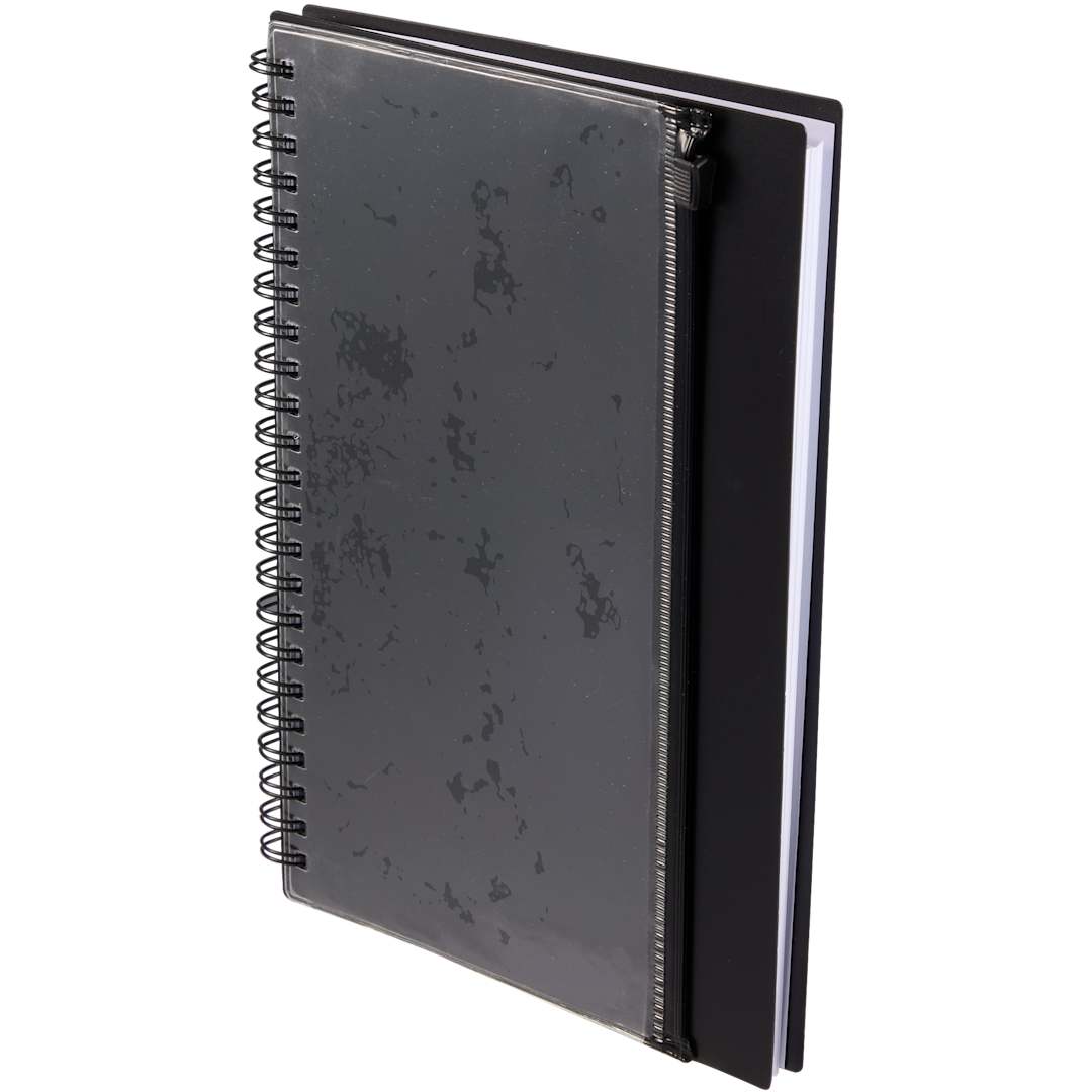 Black 5.5" x 8.5" Spiral Notebook with Clear Pocket