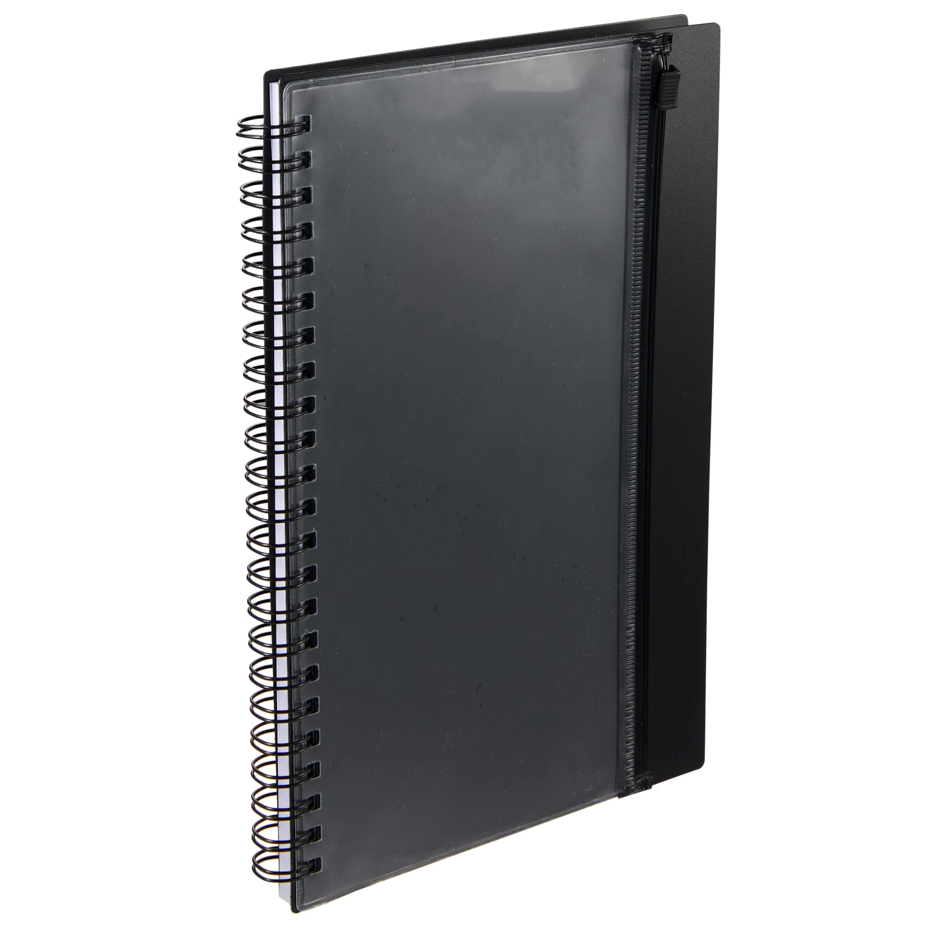 Black 5.5" x 8.5" Spiral Notebook with Clear Pocket