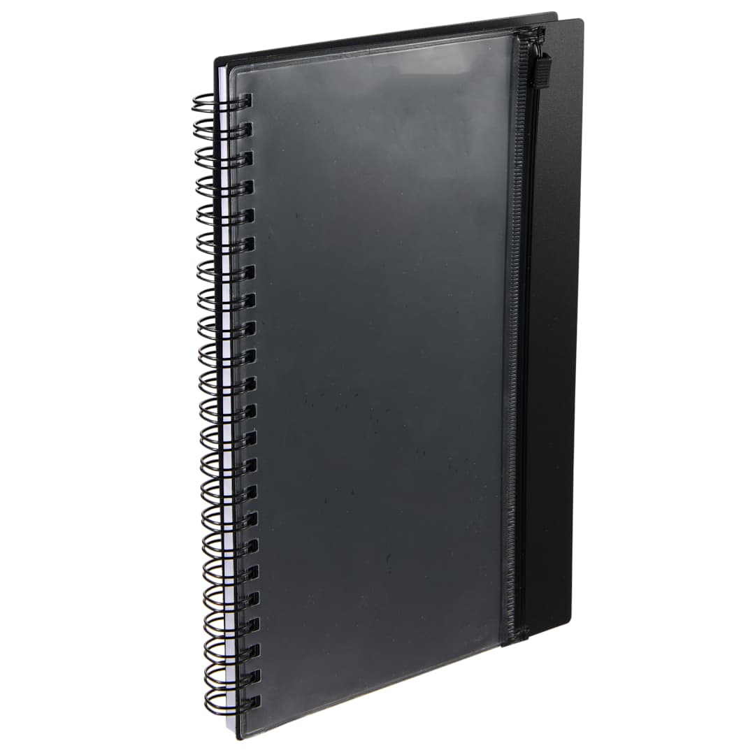 Black 5.5" x 8.5" Spiral Notebook with Clear Pocket