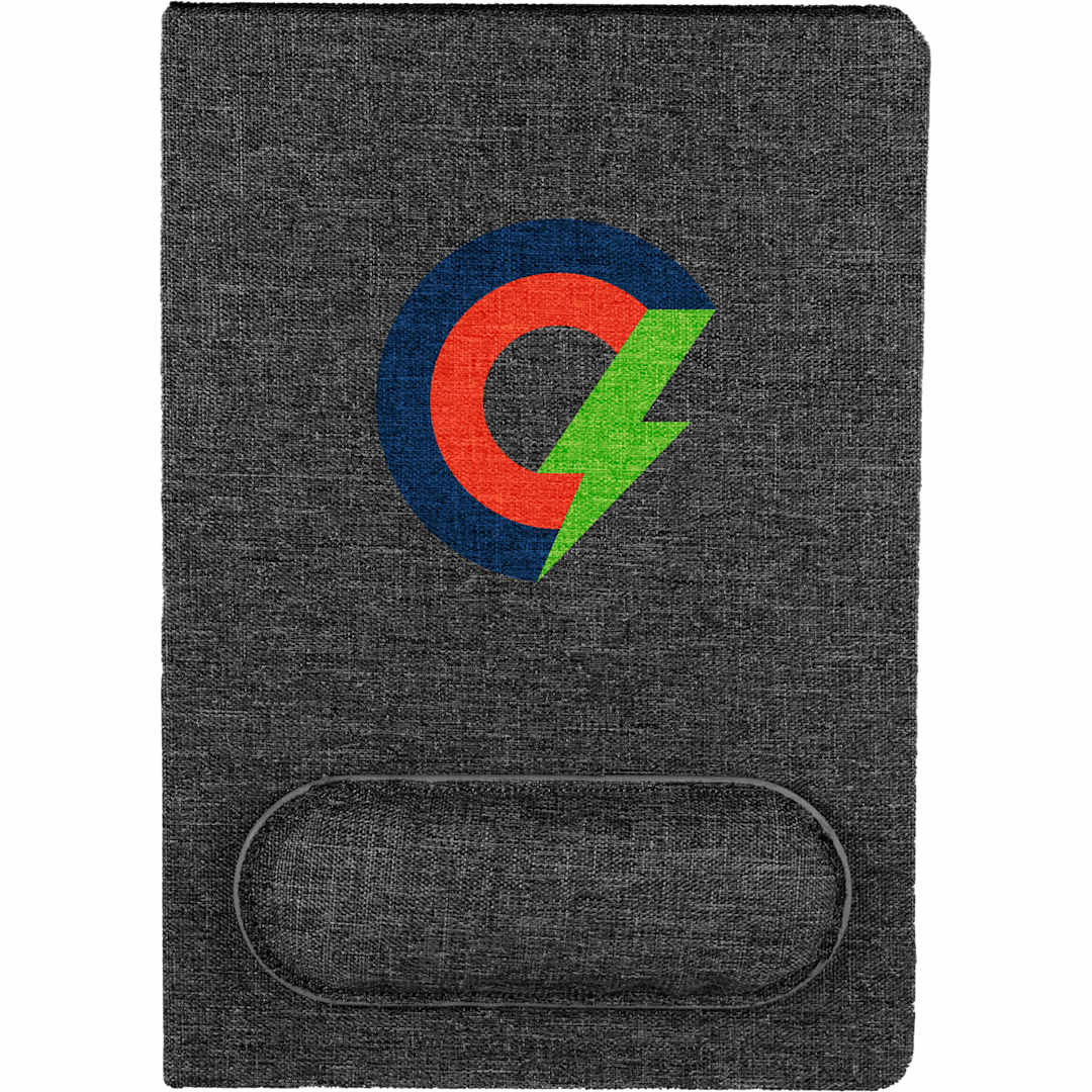 Front View of Black 5.5" x 8.5" FSC® Recycled Mouse Pad Bound Notebook