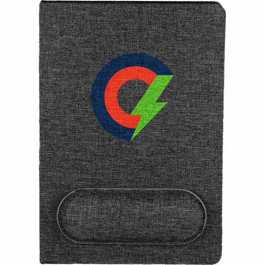 Front View of Black 5.5" x 8.5" FSC® Recycled Mouse Pad Bound Notebook