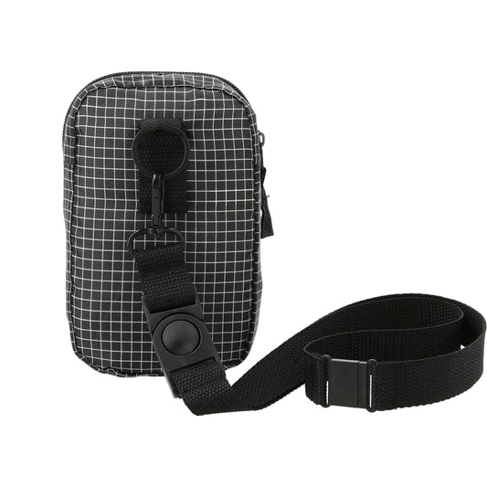 Black Grid Lanyard Phone Pouch