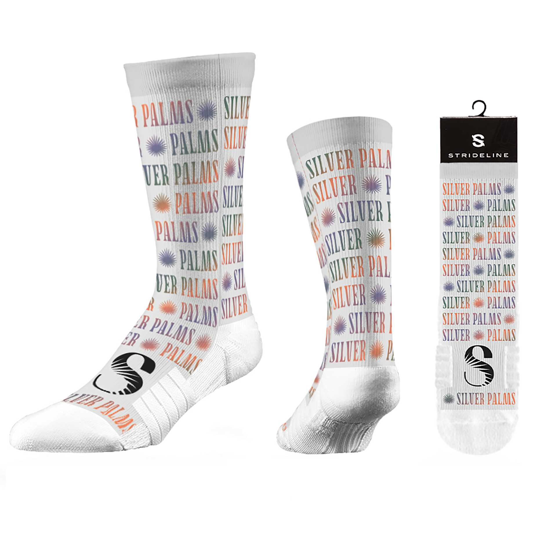 Front View of White Strideline Premium Sublimation Socks