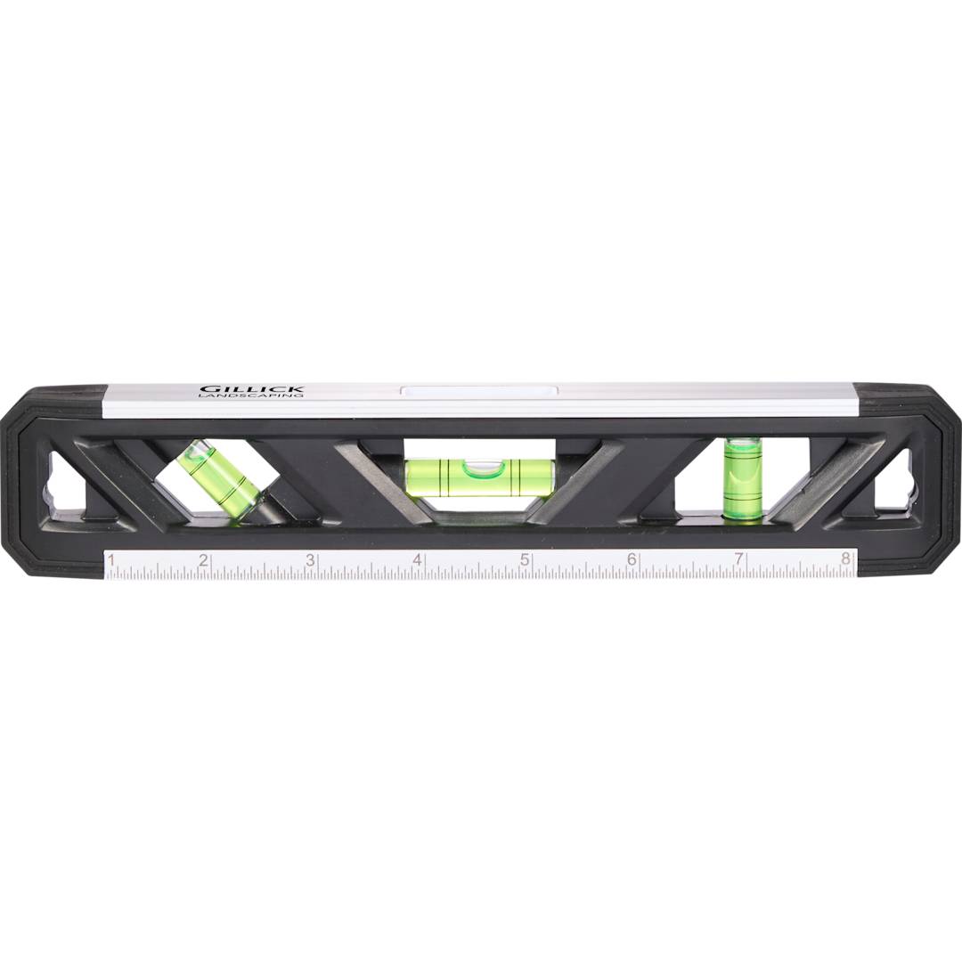 Front View of Black 9" Recycled Magnetic Level