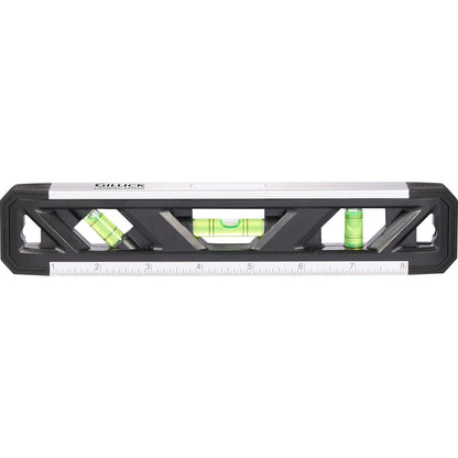 Front View of Black 9" Recycled Magnetic Level