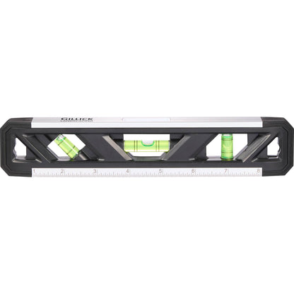 Front View of Black 9" Recycled Magnetic Level