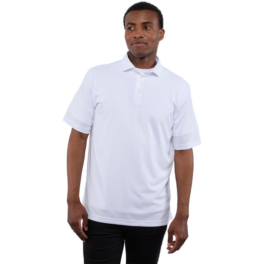 Front View of White STITCH® Solid Pique Polo  - S