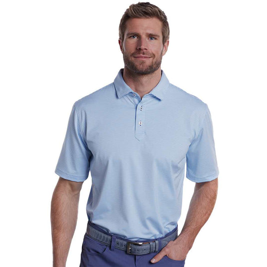 Front View of Blue STITCH® Atlantic Stripe Polo Shirt - Men's  - S