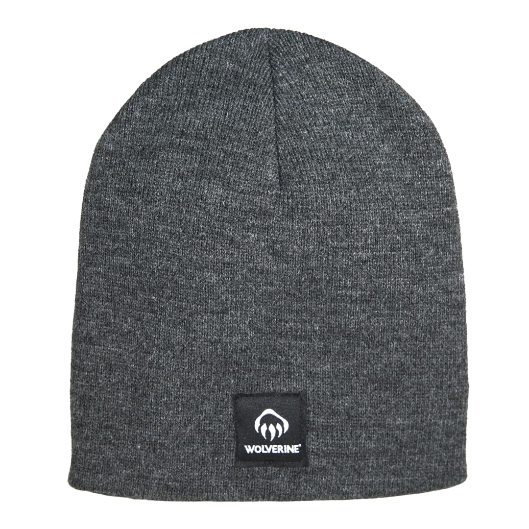 Front View of Grey Wolverine Knit Work Beanie  - O/S