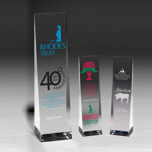 Laser Engraved Angled Obelisk Award - 7 3/4"