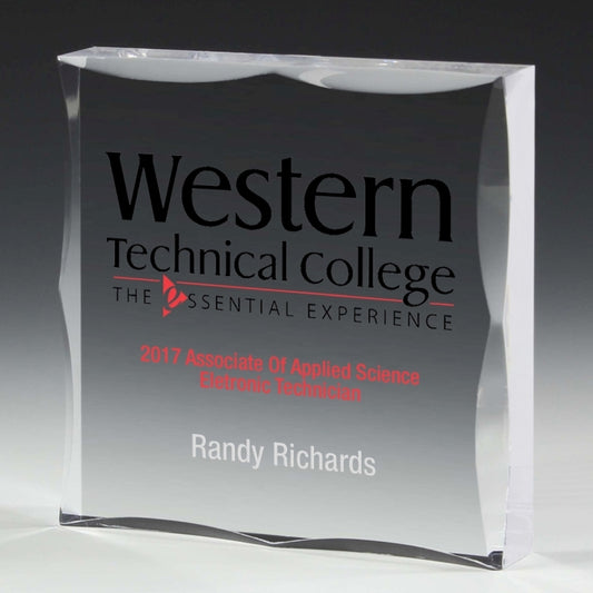 Scalloped Acrylic Paperweight Awards - 4” x 4” x 3/4” 4-Color Process