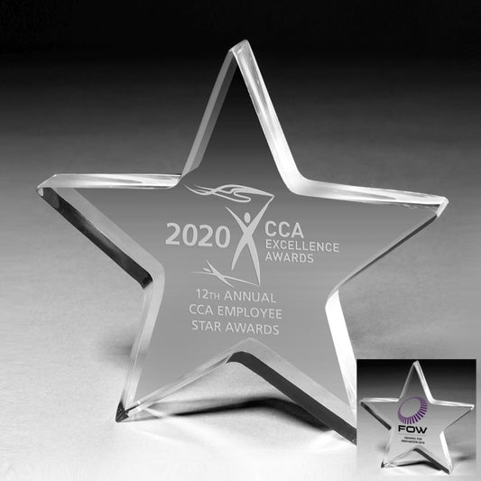 Laser Engraved Acrylic Star Paperweight (5"x 5"x 1")