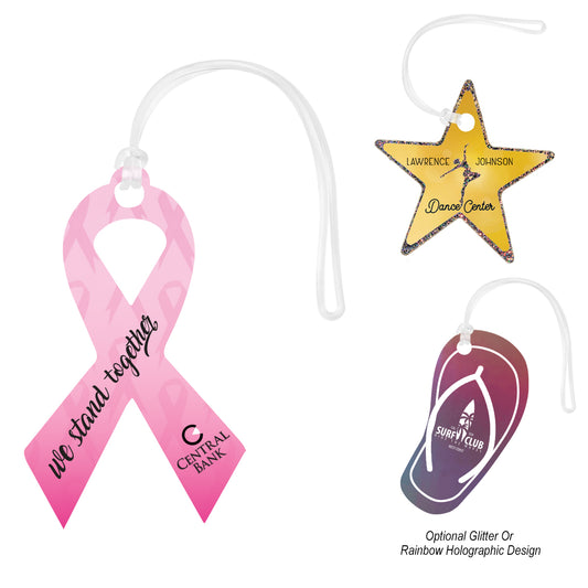 Acrylic Bag Tag - Custom Shapes 9" plain grouped