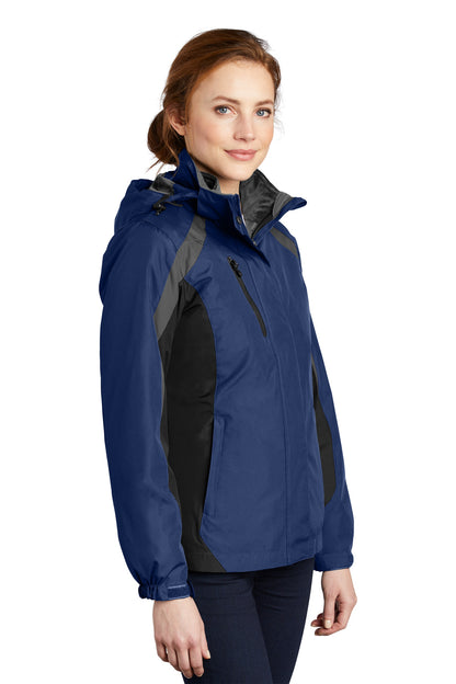 Ad Blu/Blk/Gry Port Authority Women's Colorblock 3-in-1 Jacket. L321