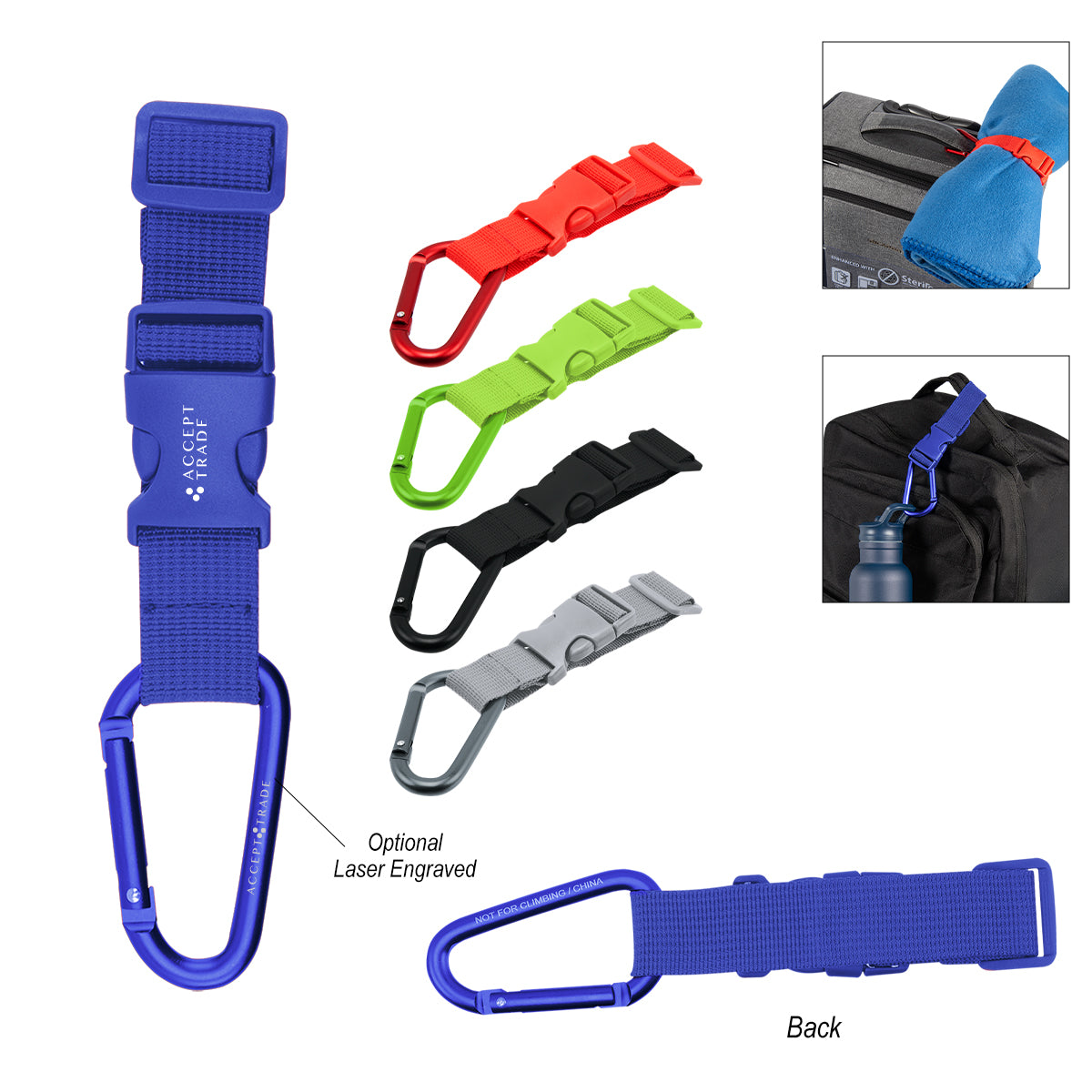 Adjustable Buckle Strap With Carabiner  grouped