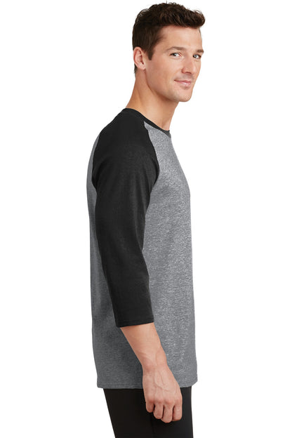 AH/Jet Black Port & Company Core Blend 3/4-Sleeve Raglan Tee. PC55RS