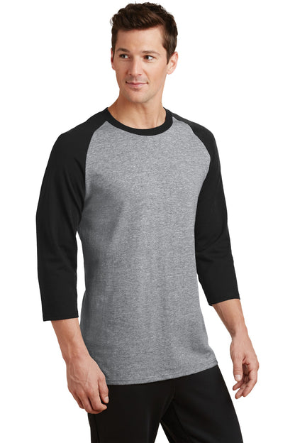 AH/Jet Black Port & Company Core Blend 3/4-Sleeve Raglan Tee. PC55RS