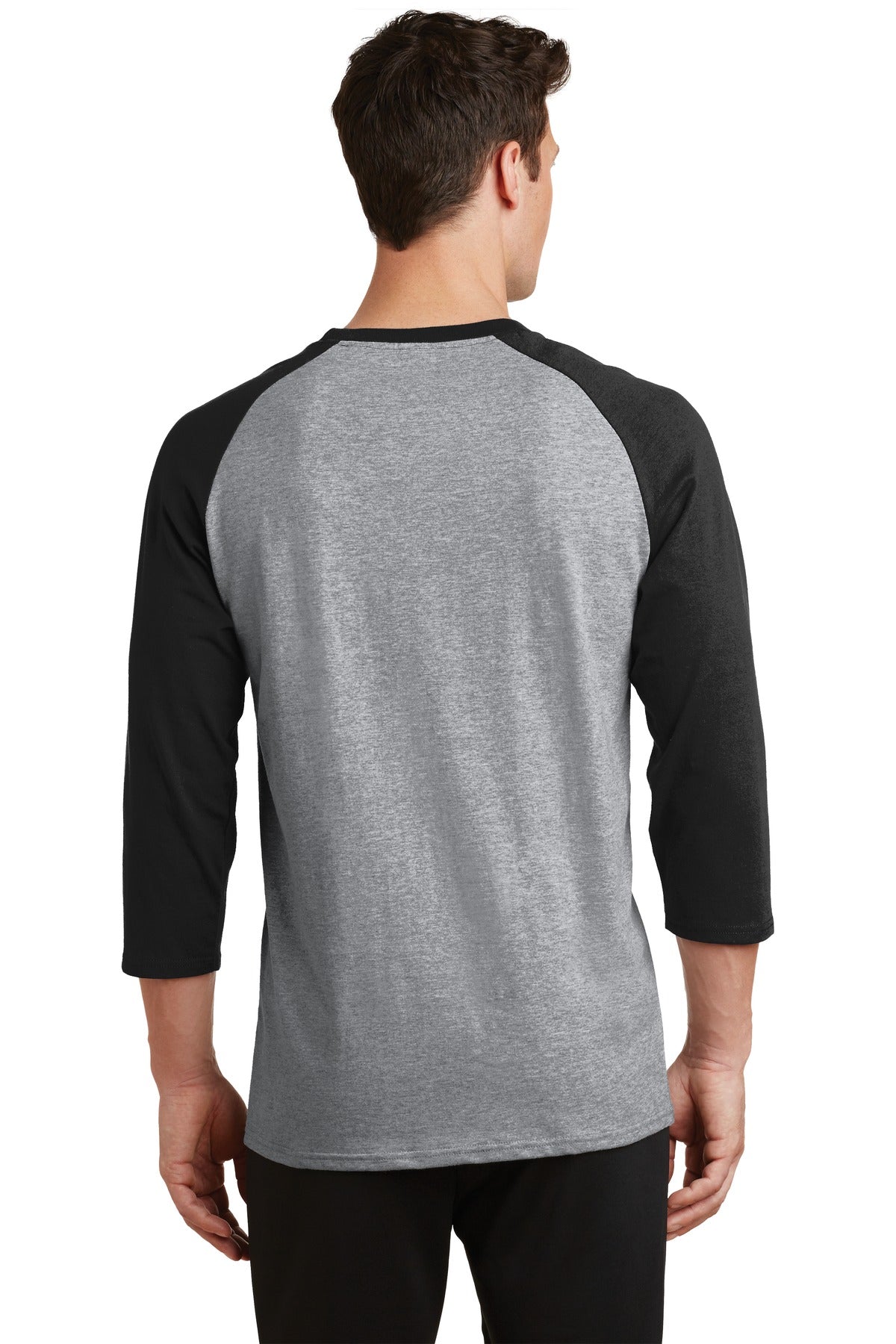 AH/Jet Black Port & Company Core Blend 3/4-Sleeve Raglan Tee. PC55RS