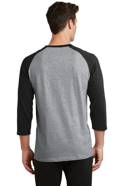 AH/Jet Black Port & Company Core Blend 3/4-Sleeve Raglan Tee. PC55RS