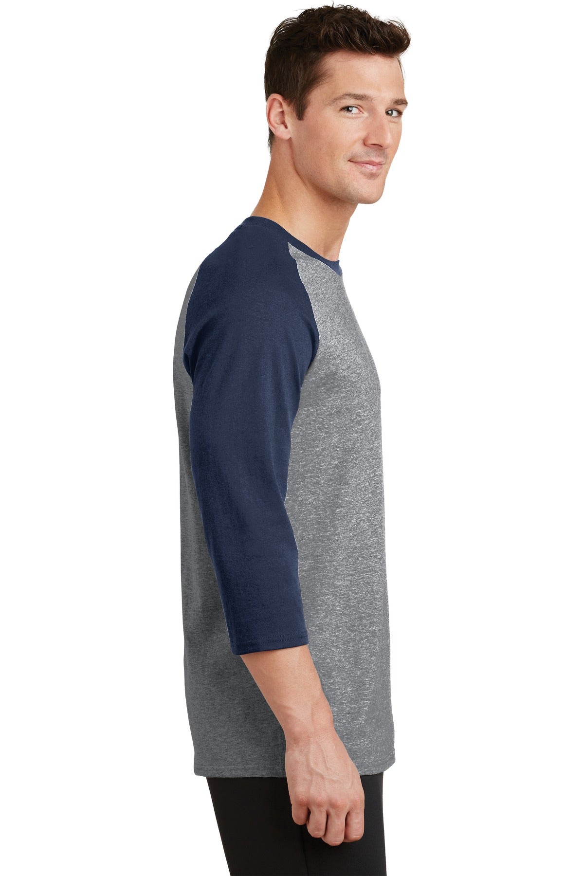 AH/Navy Port & Company Core Blend 3/4-Sleeve Raglan Tee. PC55RS
