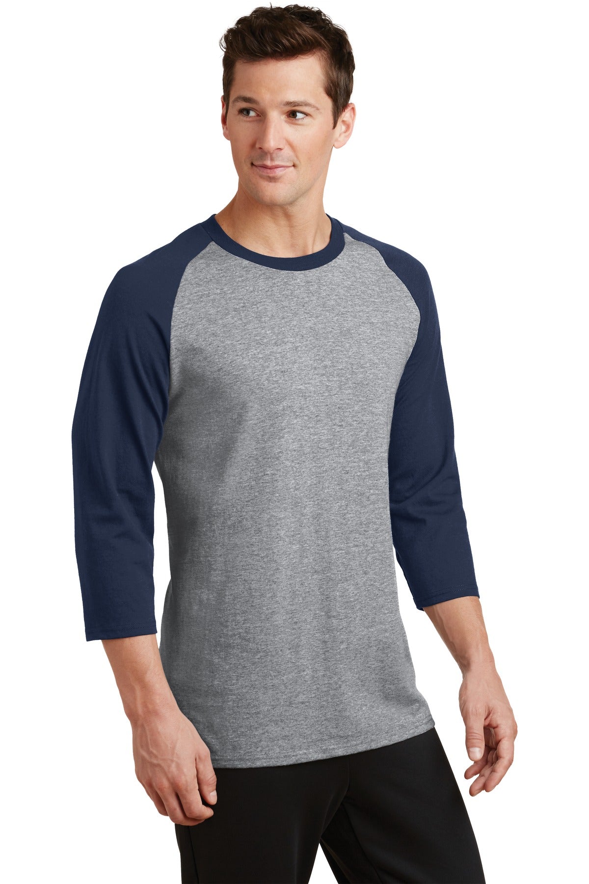 AH/Navy Port & Company Core Blend 3/4-Sleeve Raglan Tee. PC55RS