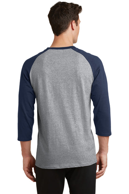 AH/Navy Port & Company Core Blend 3/4-Sleeve Raglan Tee. PC55RS