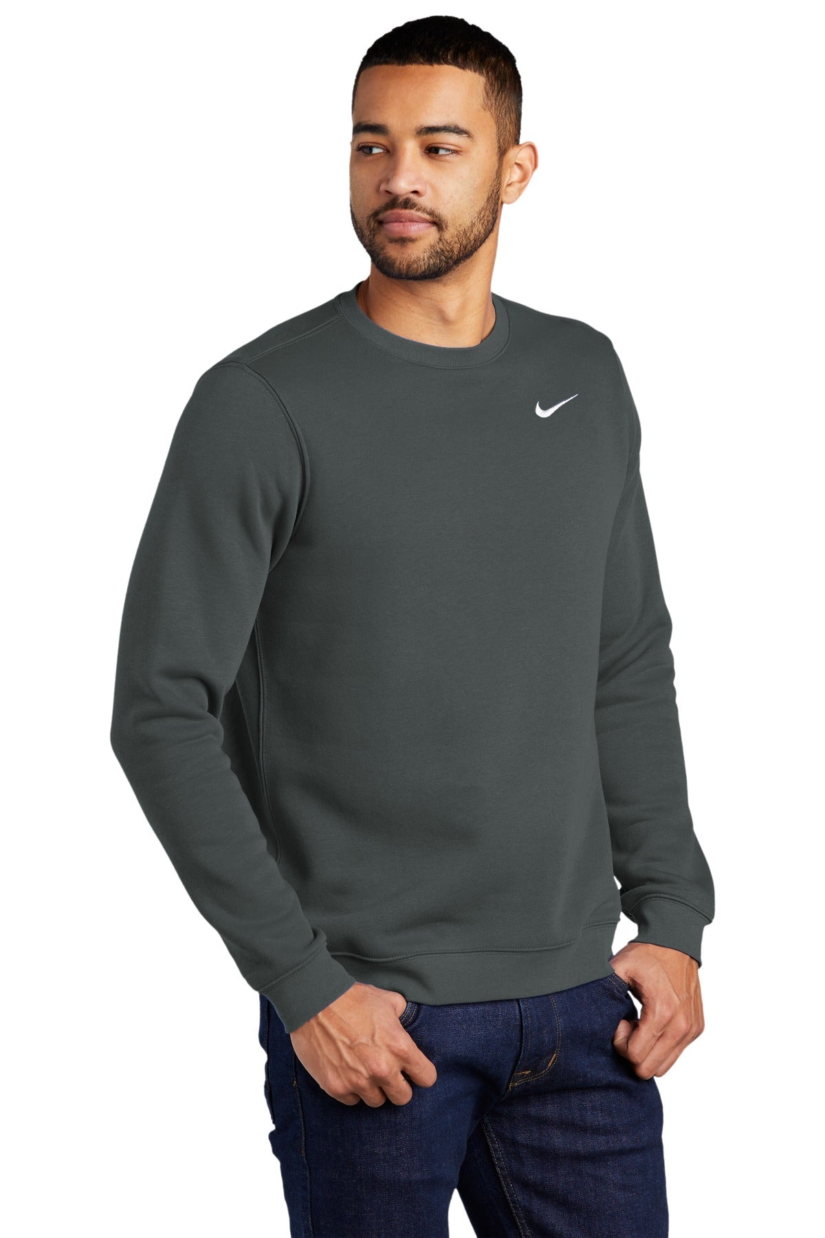 Anthracite Nike Club Fleece Crew CJ1614