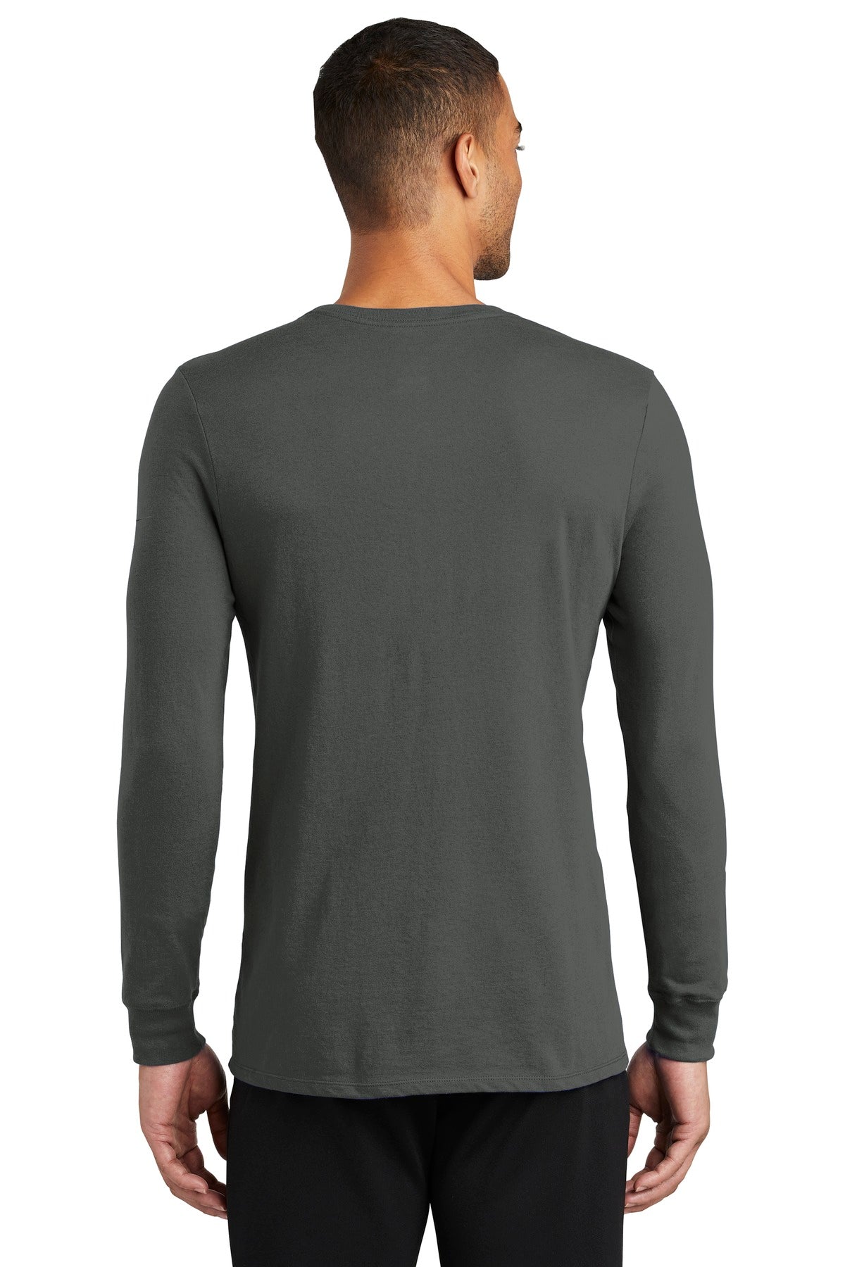 Anthracite Nike Dri-FIT Cotton/Poly Long Sleeve Tee. NKBQ5230