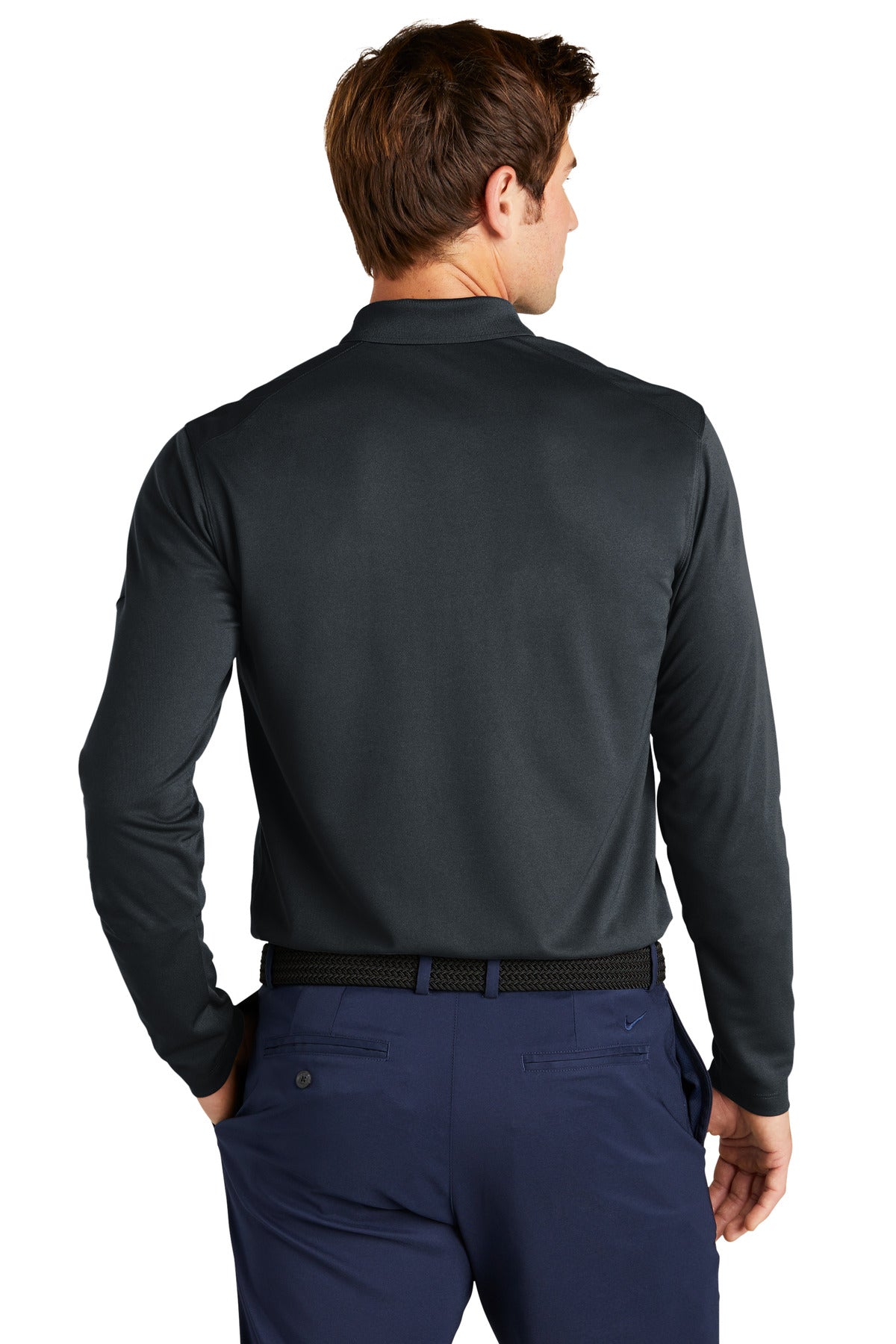 Anthracite Nike Dri-FIT Micro Pique 2.0 Long Sleeve Polo NKDC2104