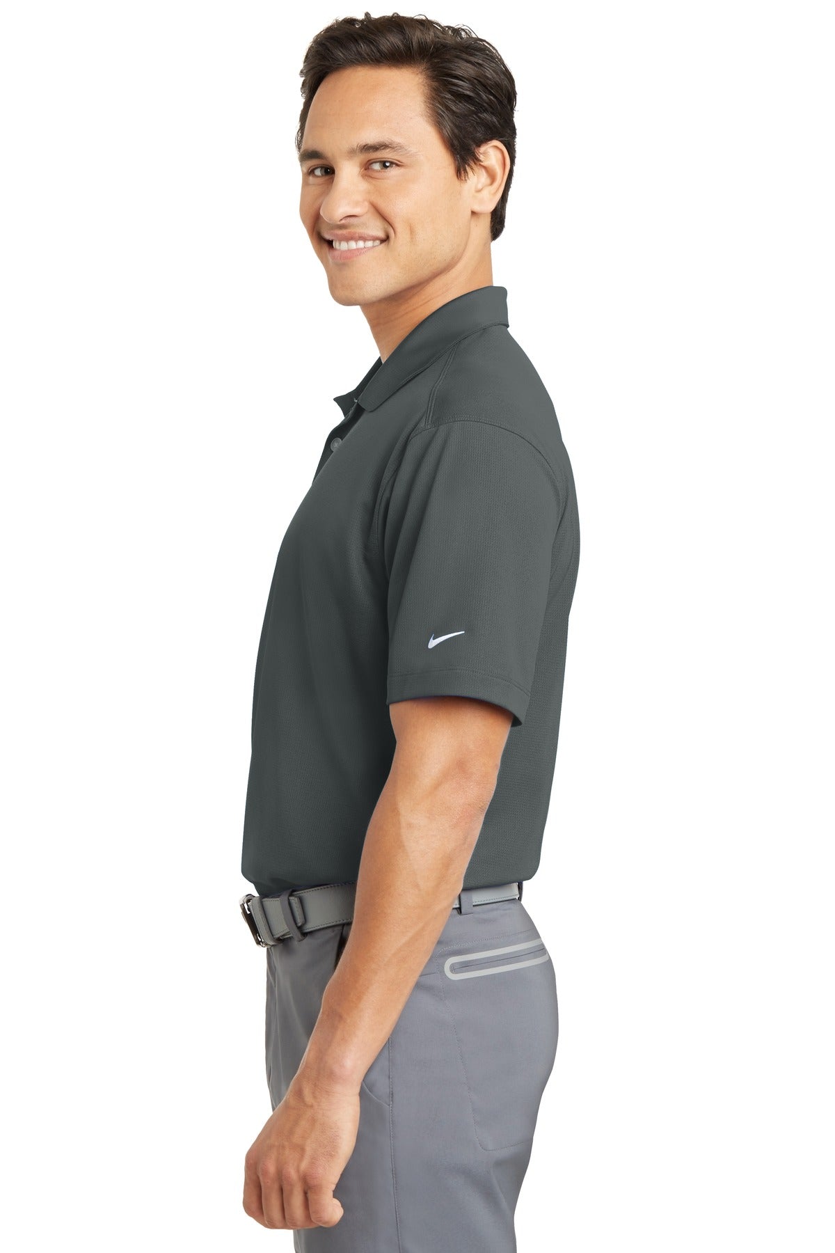 Anthracite Nike Dri-FIT Vertical Mesh Polo. 637167