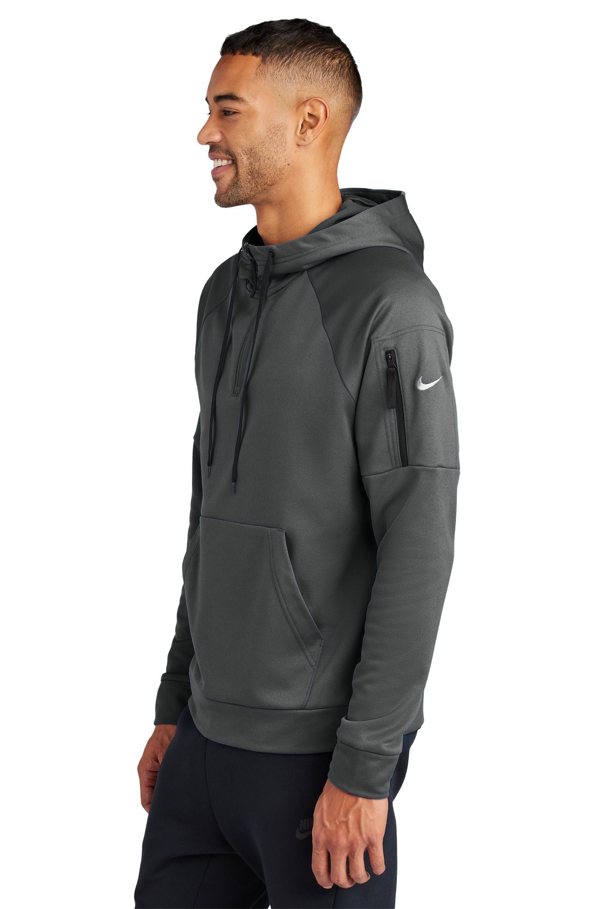 Anthracite Nike Therma-FIT Pocket 1/4-Zip Fleece Hoodie NKFD9742