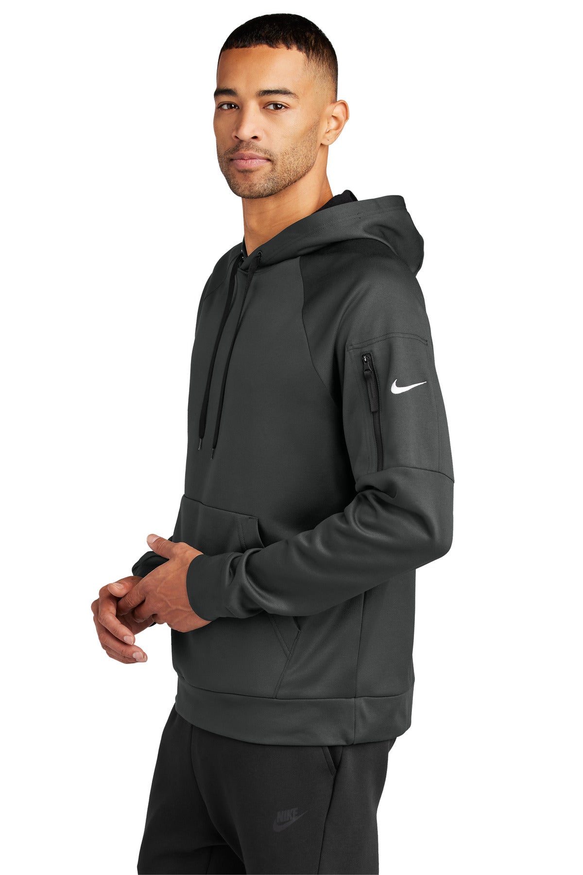 Anthracite Nike Therma-FIT Pocket Pullover Fleece Hoodie NKFD9735