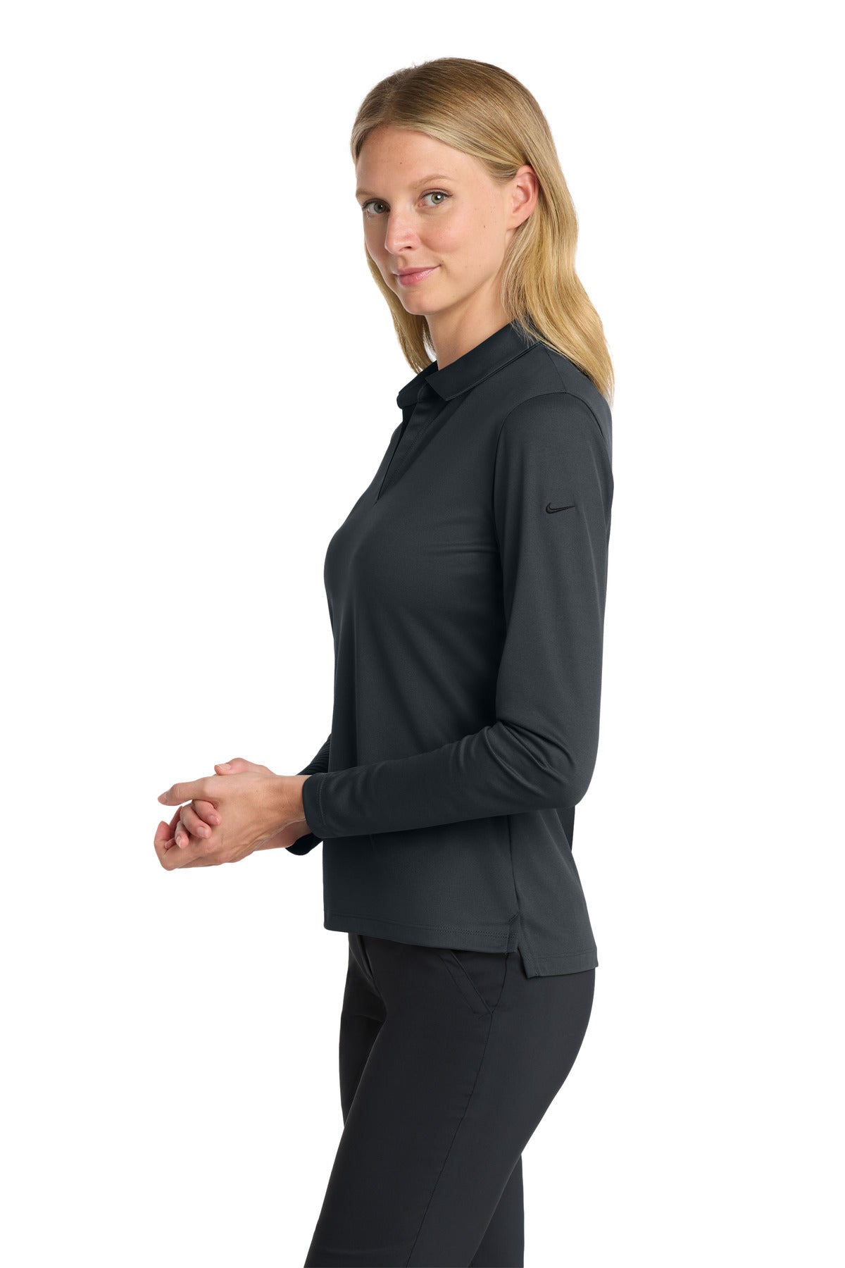 Anthracite Nike Women's Dri-FIT Micro Pique 2.0 Long Sleeve Polo NKDC2105