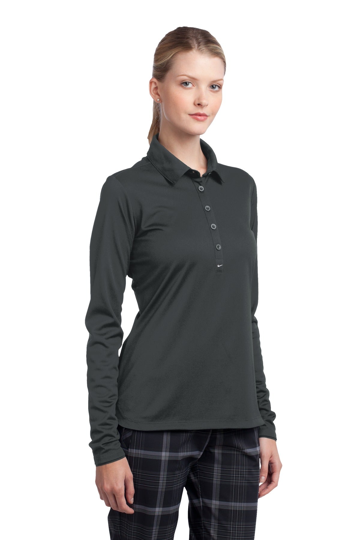 Anthracite Nike Women's Long Sleeve Dri-FIT Stretch Tech Polo. 545322