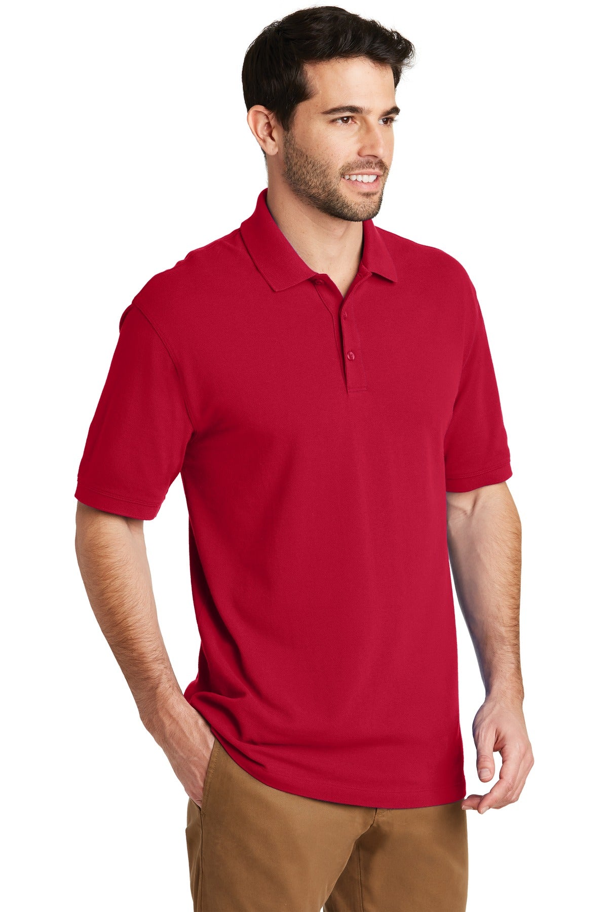 Apple Red Port Authority EZCotton Polo. K8000