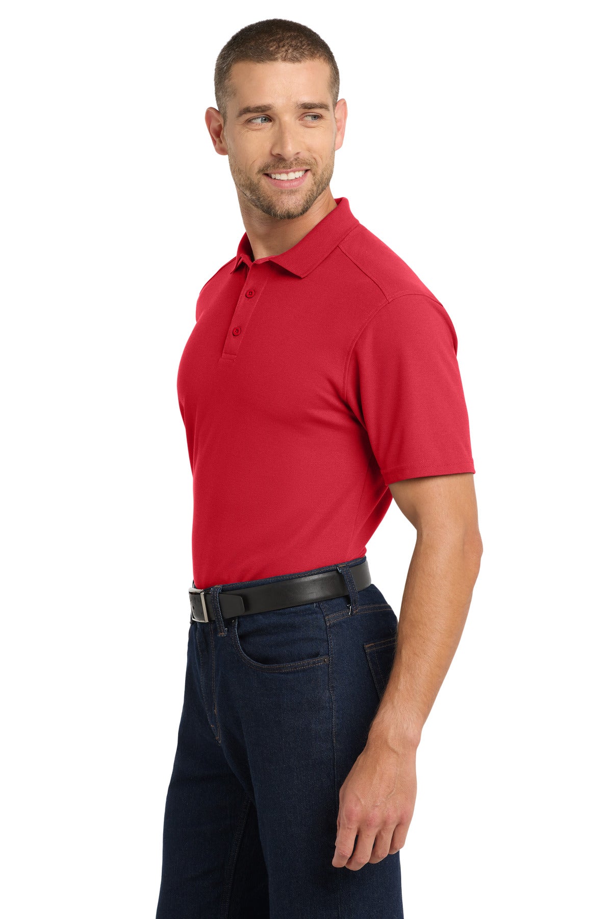 Apple Red Port Authority EZPerformance Pique Polo. K600