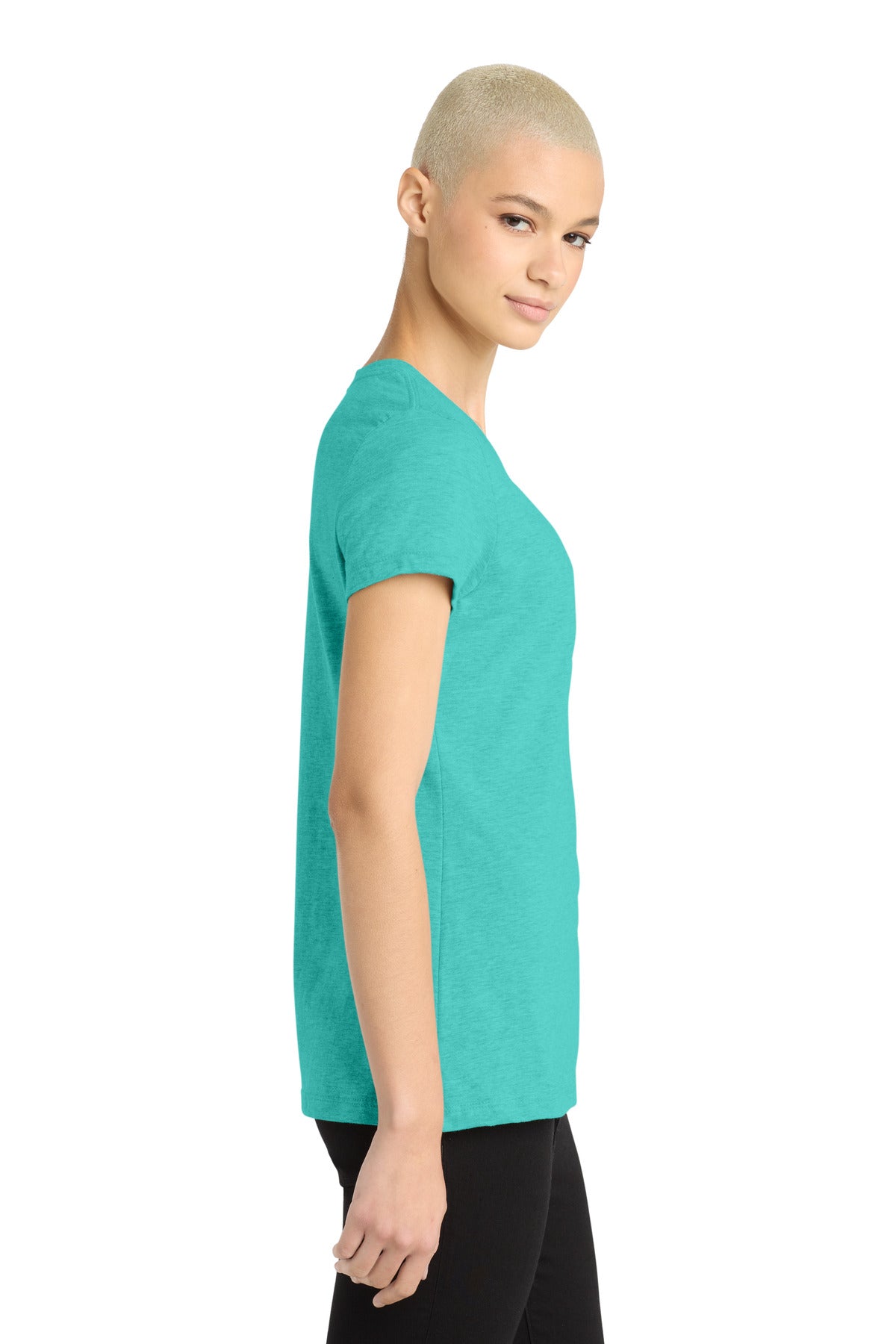 AquaHthr District Women's Perfect Blend CVC Tee. DM108L